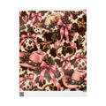 Cowgirl Christmas Wrapping Paper/Pink Western Cow Print Holiday Gift Wrap