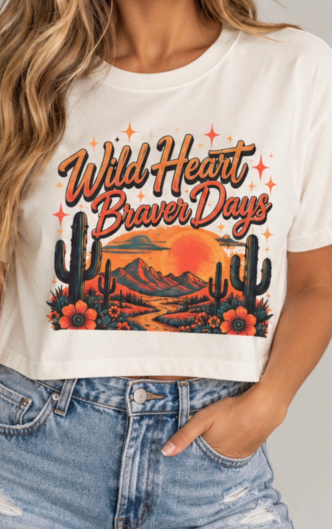Wild Heart Braver Days Western Crop Tee