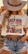 Sage Brush Same Girl Western Crop Tee