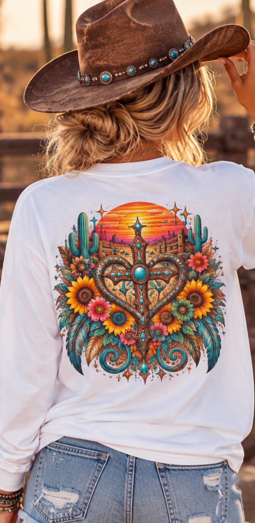 Grace Found Me In The Dust Western Long Sleeve Tee