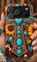 Turquoise Sunflower Cowgirl Tough Phone Case