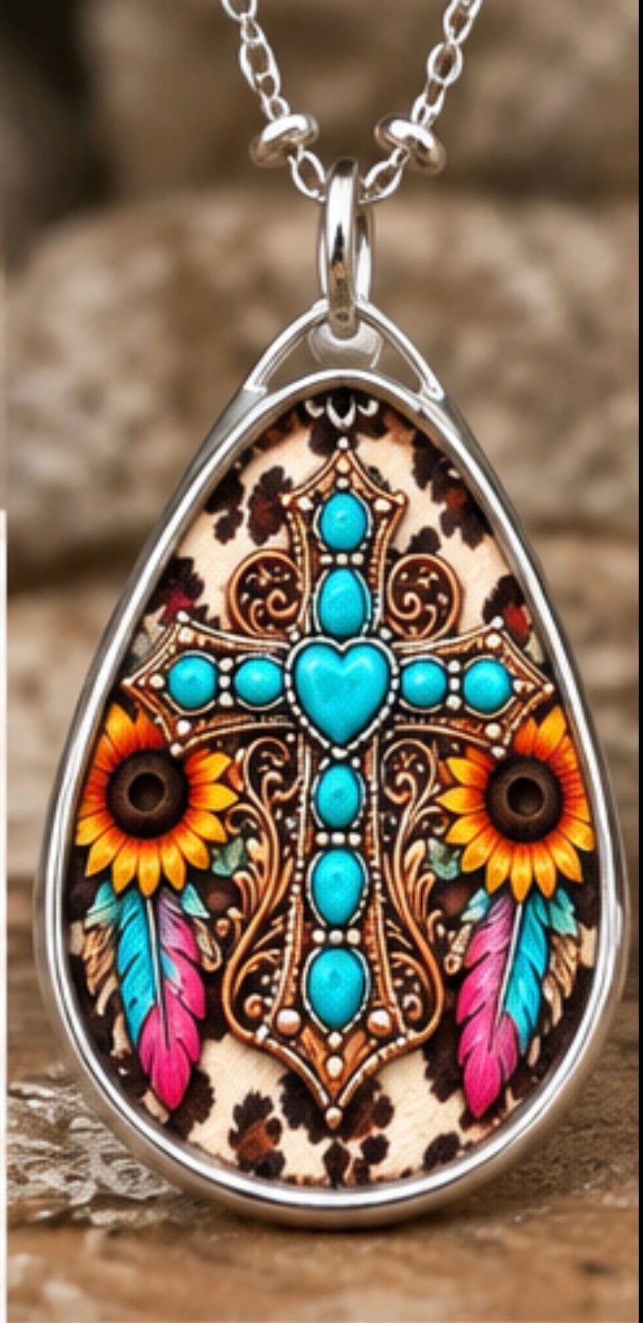 Turquoise Faith Western Oval Necklace