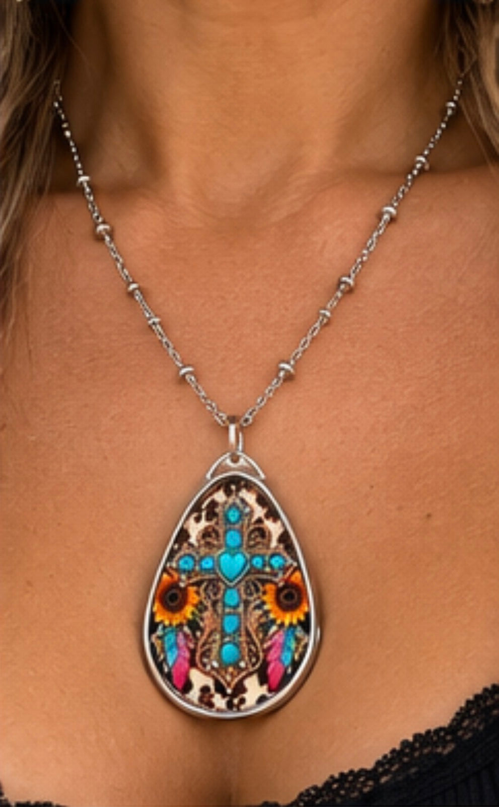 Turquoise Faith Western Oval Necklace