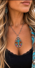 Turquoise Faith Western Oval Necklace