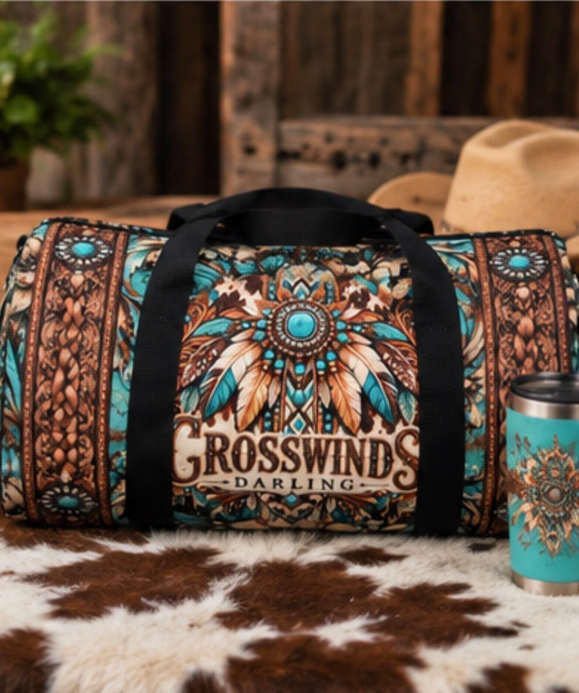 Crosswinds Darling Western Turquoise Duffel Bag/Cowgirl Travel Bag