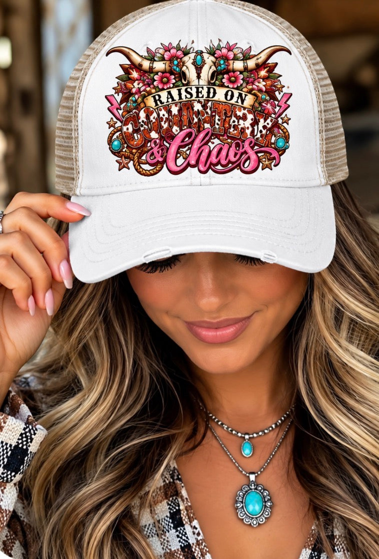 Raised on Country & Chaos Western Trucker Hat