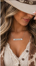 Western Longhorn Floral  Bar Necklace/Engraved Cowgirl Jewelry (Engraving)