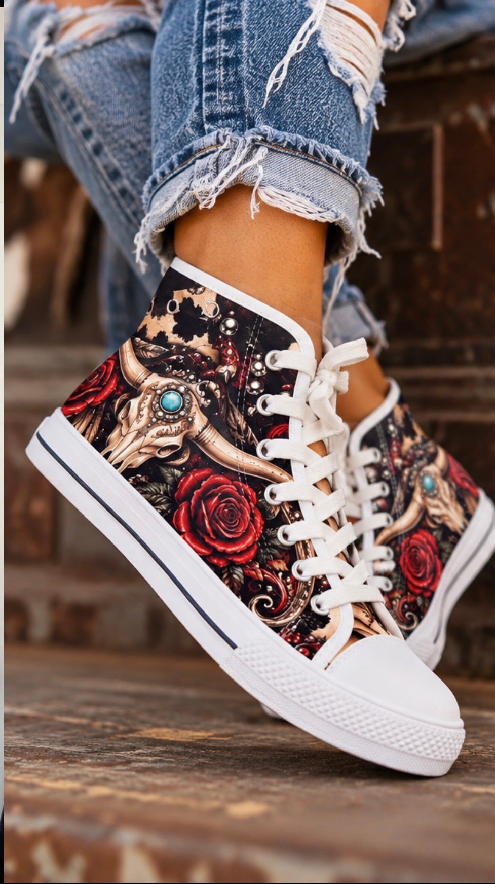 Midnight Rose Western High Top Sneakers