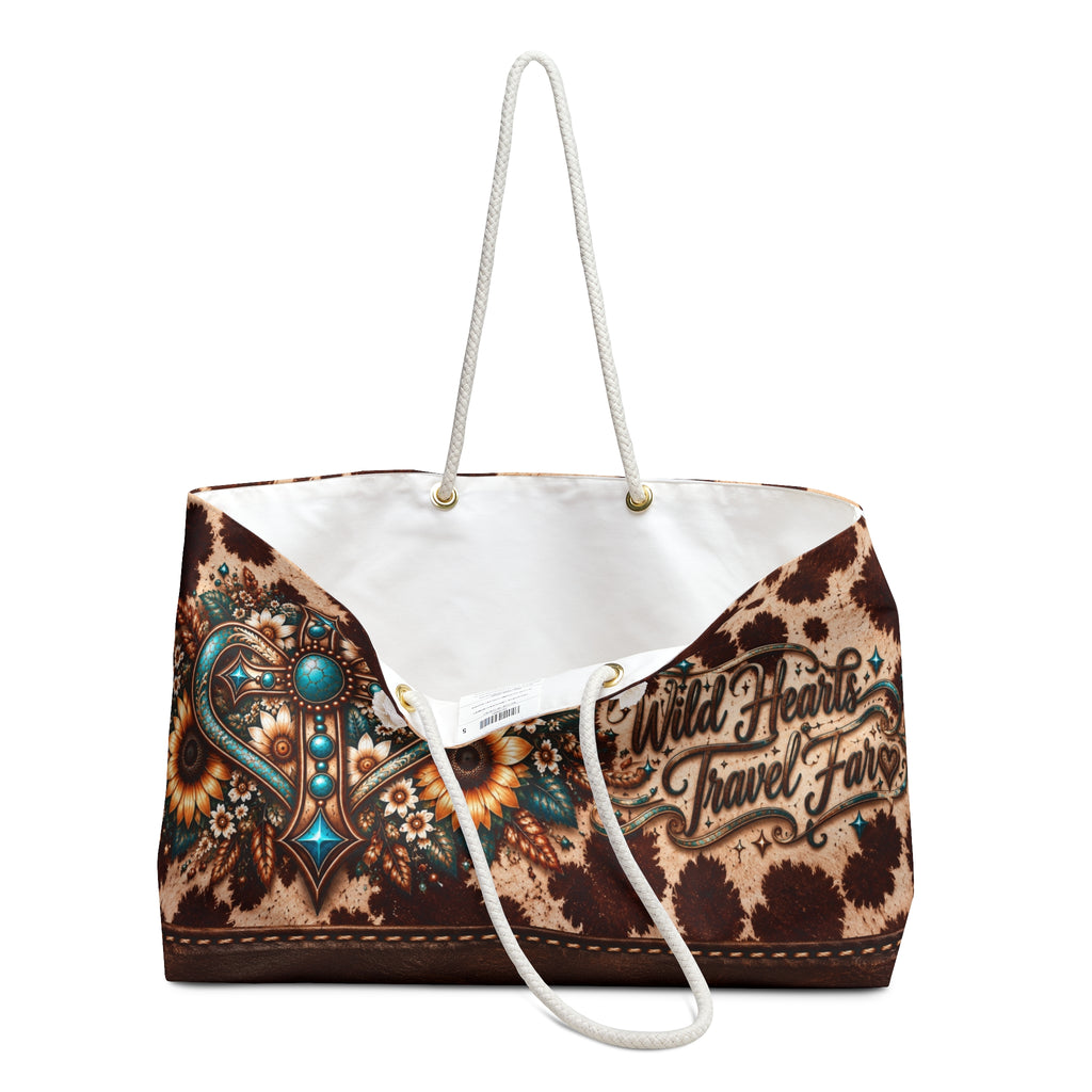 Crosswinds Darling Wild Hearts Travel Western Cow Print Weekender Bag