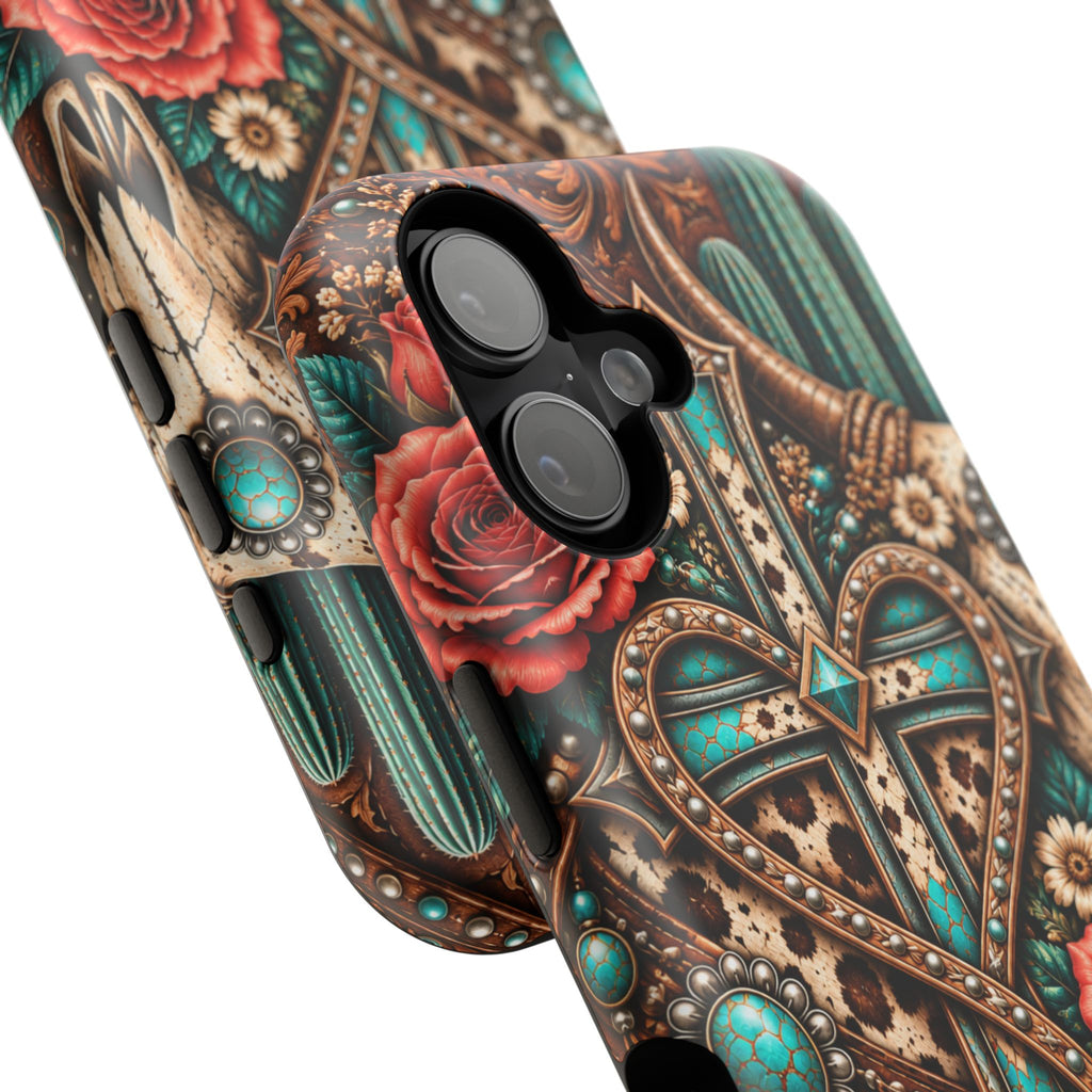 Western Heart & Turquoise Though Phone Case